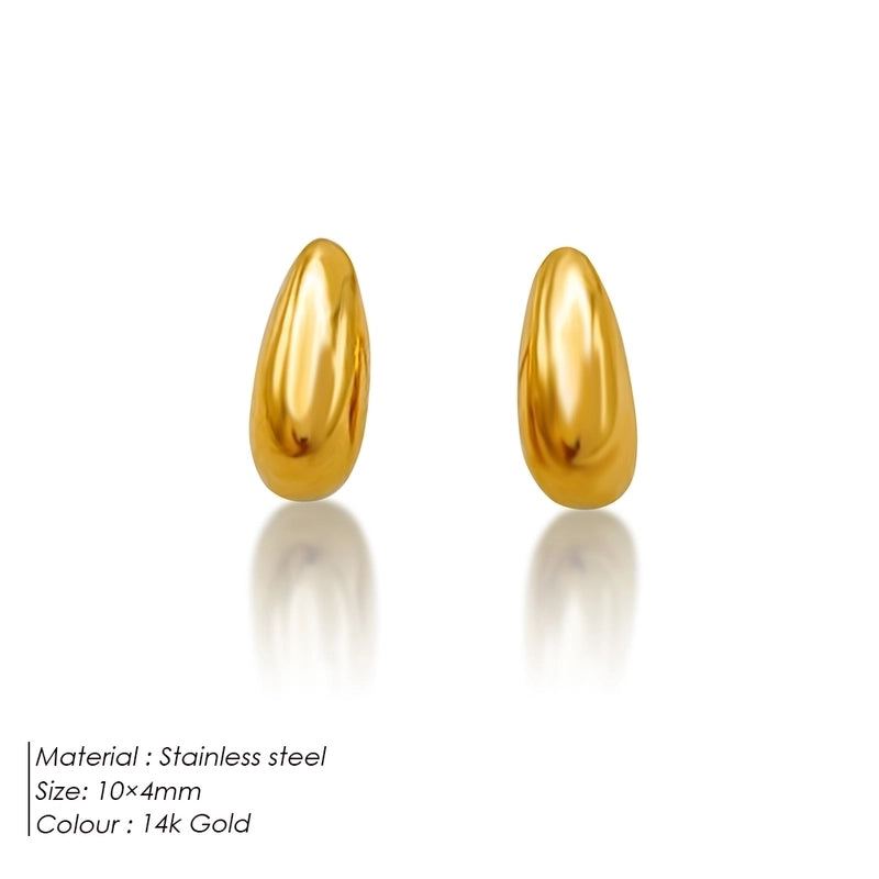 1 Pair Modern Style Classic Style Water Droplets 304 Stainless Steel 316 Stainless Steel 14K Gold Plated Ear Studs