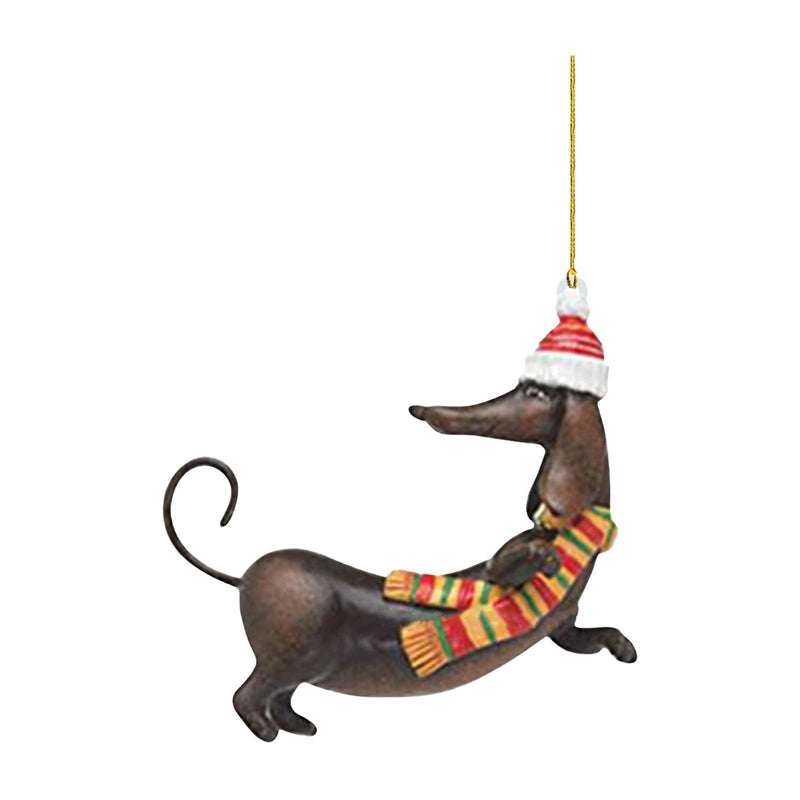 Hot Sale Sausage Dog Acrylic Flat Car Ornaments Christmas Christmas Tree Ornaments Home Decorations