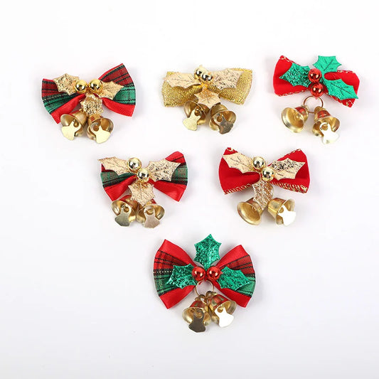 10 Pieces Christmas Bow Bell Christmas Decoration Christmas Tree Garland Bell Accessories Christmas Gift Box Direct Sales