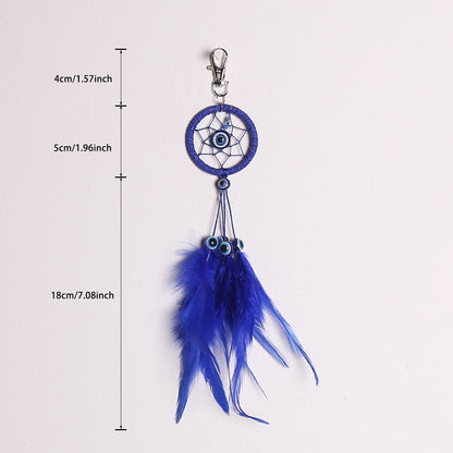 Decorative Dream Catcher Pendant Keychain Evil Eyes Dream Catcher Pendant Keychain Pendant Feather Hand Woven