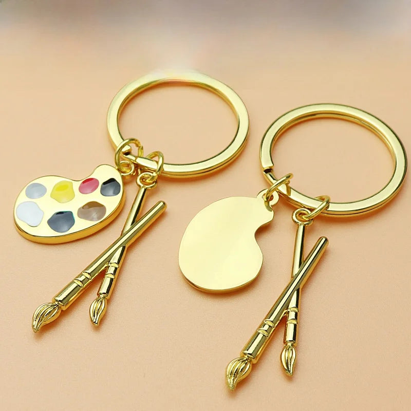 Artistic Oil Painting Metal Unisex Bag Pendant Keychain