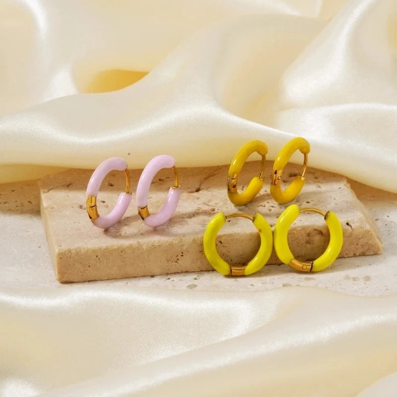 1 Piece Minimalist Artistic Commute Geometric Enamel 304 Stainless Steel Resin K Gold Plated Earrings