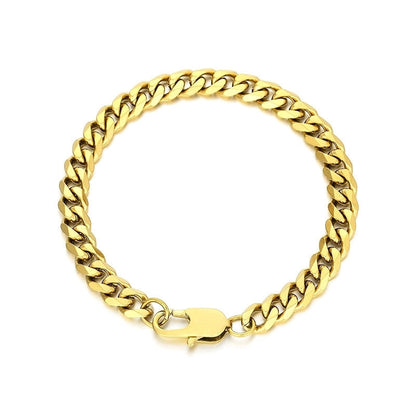 Hip-Hop Geometric Titanium Steel 18K Gold Plated Plating Bracelets Necklace