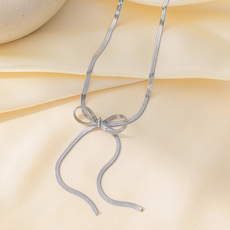 Elegant Sweet Streetwear Bow Knot Titanium Steel Plating Bracelets Earrings Necklace