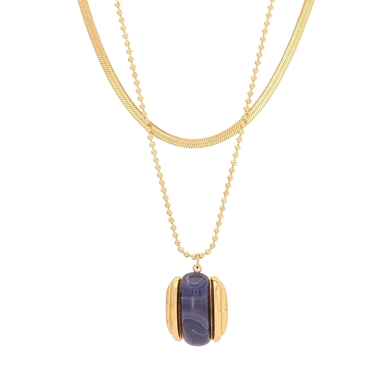 Elegant Minimalist Oval 304 Stainless Steel 18K Gold Plated Earrings Necklace