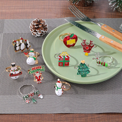 Christmas Cute Penguin Christmas Tree Santa Claus Alloy Napkin Rings 1 Piece