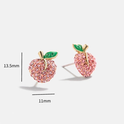 1 Pair Minimalist Classic Style Streetwear Cherry Plating Copper Zircon Gold Plated Ear Studs