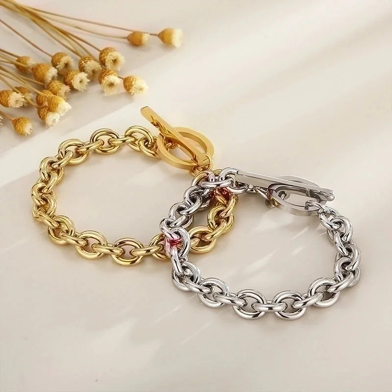 Fashion Geometric Titanium Steel 18K Gold Plated Plating Stainless Steel Jewelry Sets