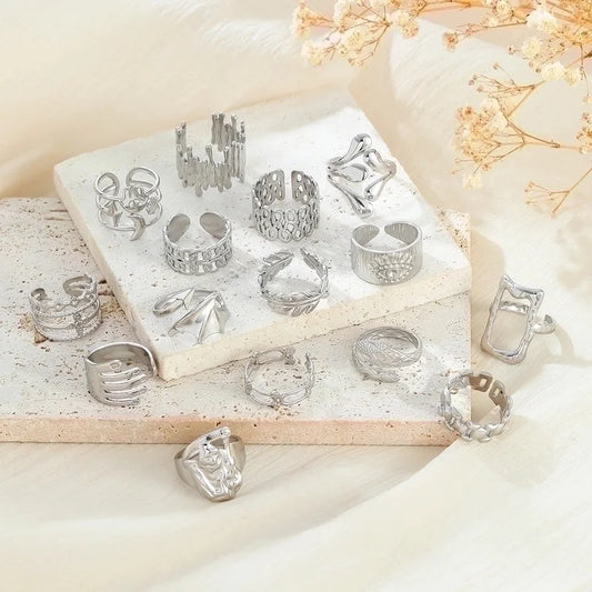 Minimalist Irregular Eye 304 Stainless Steel Open Rings