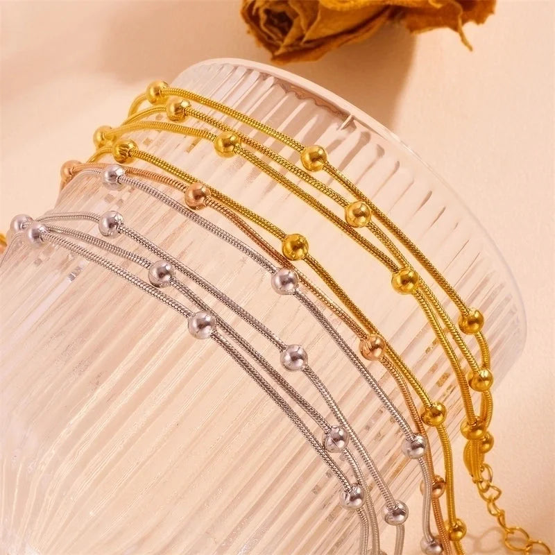 Sweet Minimalist Star Heart Shape Butterfly Titanium Steel 18K Gold Plated Bracelets Anklet