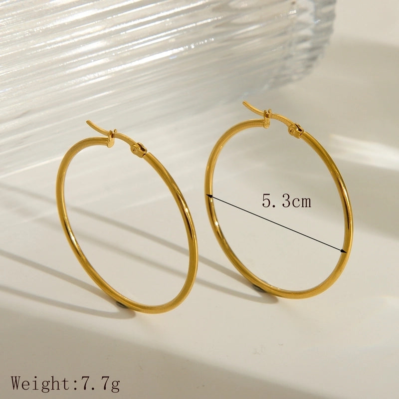 1 Pair Basic Exaggerated Luxurious Solid Color 304 Stainless Steel 18K Gold Plated Earrings