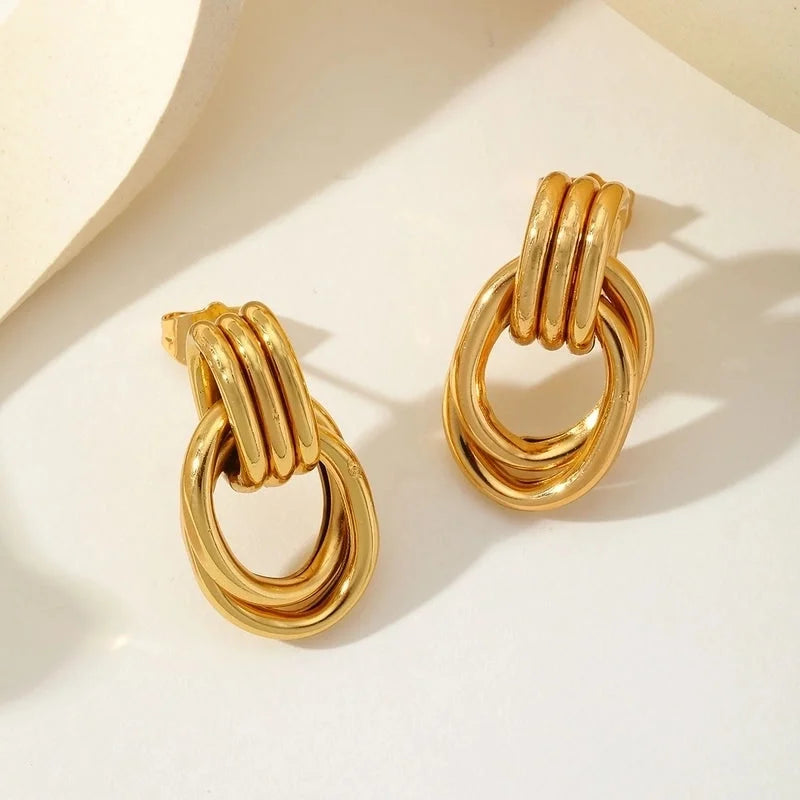 1 Pair Basic Minimalist Geometric 304 Stainless Steel 18K Gold Plated Ear Studs