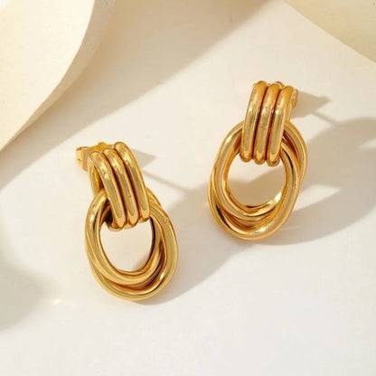 1 Pair Basic Minimalist Geometric 304 Stainless Steel 18K Gold Plated Ear Studs