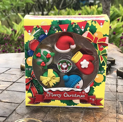 1 Set Cartoon Learning Christmas Rubber Cute