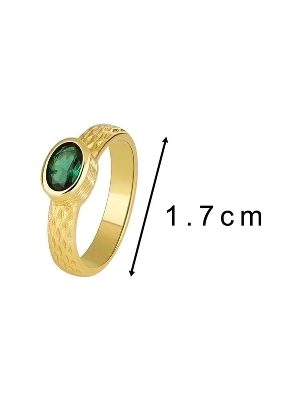 Minimalist Classic Style Color Block Copper Plating Inlay 18K Gold Plated Zircon Rings