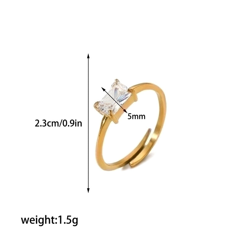 304 Stainless Steel Retro Polishing Plating Circle Zircon Rings