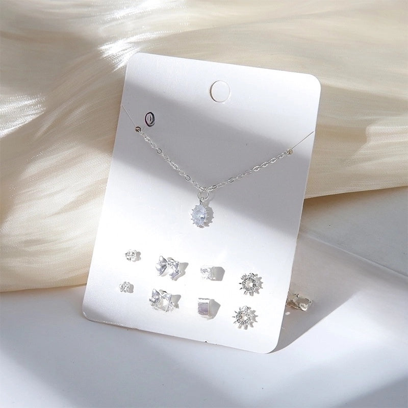 New Crystal Christmas Clavicle Chain Alloy Short Necklace Earring Set