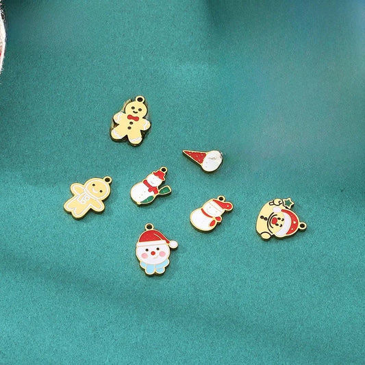Stainless Steel Cartoon Accessories Christmas Pendant Santa Claus Snowflake Gingerbread Man Snowman Diy Hanging Decoration