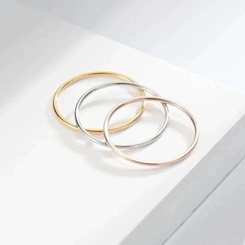 Minimalist Circle Titanium Steel 18K Gold Plated Plating Rings