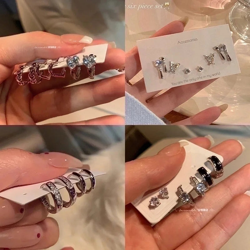 1 Pair Casual Minimalist Round Heart Shape Plating Inlay Copper Zircon Earrings