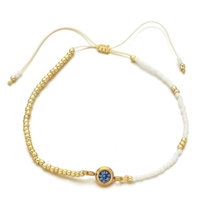 Casual Minimalist Round Stainless Steel Seed Bead Rope Beaded Inlay Zircon Bracelets