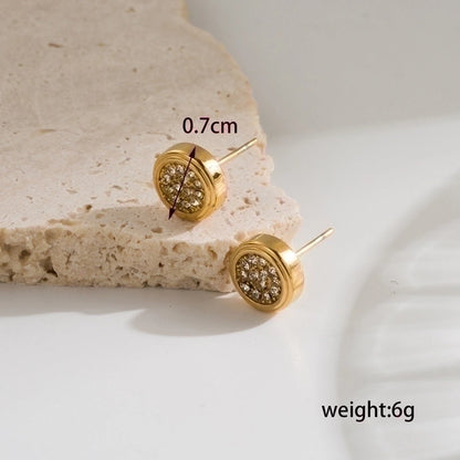 1 Pair Minimalist Classic Style Geometric Star Flower Plating Inlay Stainless Steel Zircon 18k Gold Plated Ear Studs