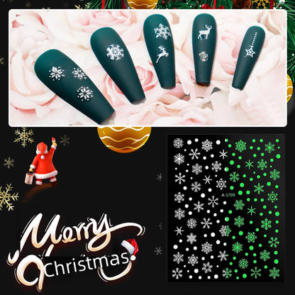 Christmas Snowflake Nail Stickers Laser Golden Silver Snowflake Nail Stickers Set Valentine's Day Nail Decoration Stickers
