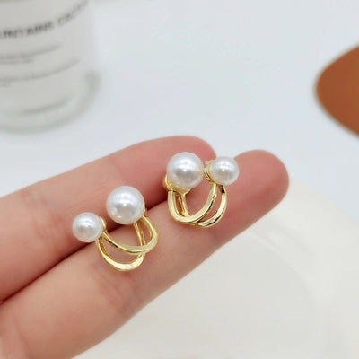 Minimalist Heart Shape Flower Resin Inlay Artificial Pearls Rhinestones Drop Earrings 1 Pair