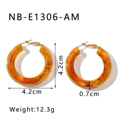 1 Pair Elegant Minimalist Classic Style Circle Multicolor Simple Plating 304 Stainless Steel 18K Gold Plated Earrings