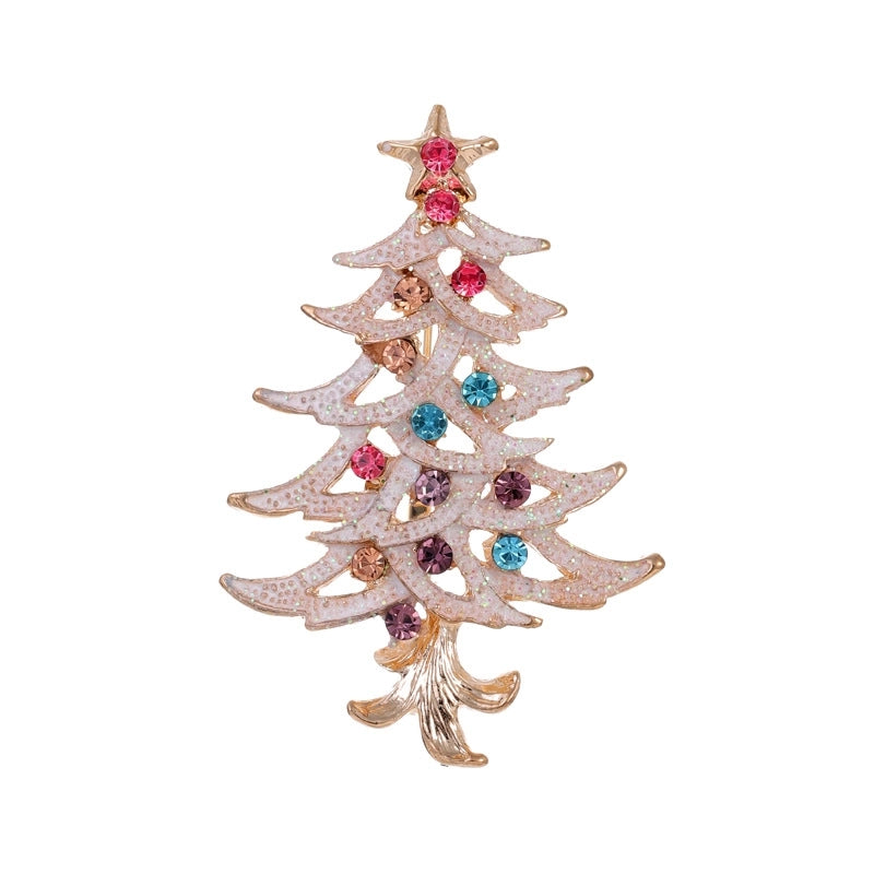 Cute Pin Christmas Tree Wreath Zinc Alloy Enamel Plating Inlay Rhinestones Unisex Brooches