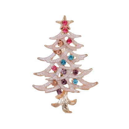 Cute Pin Christmas Tree Wreath Zinc Alloy Enamel Plating Inlay Rhinestones Unisex Brooches