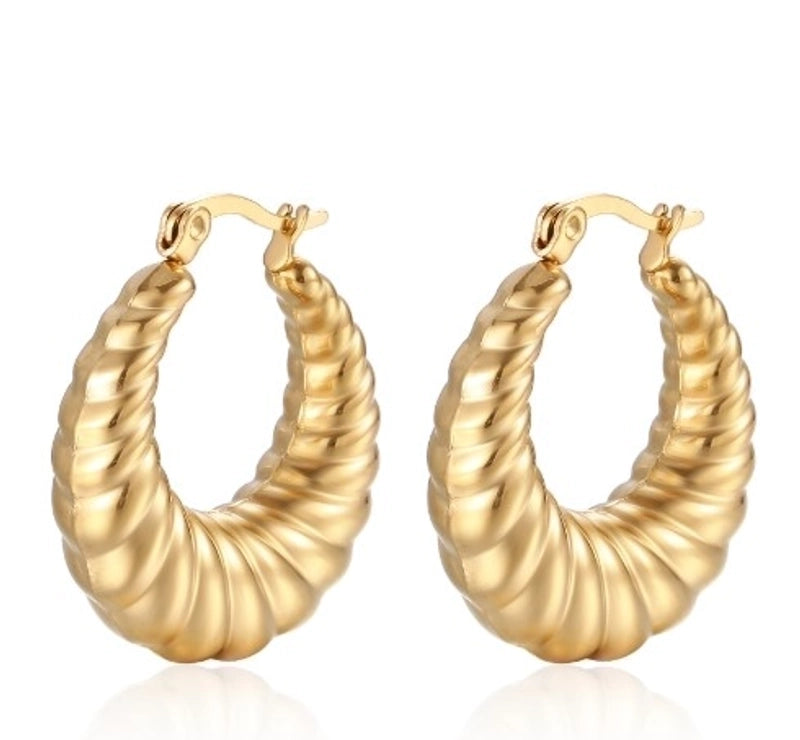 1 Pair Fashion Solid Color Plating 304 Stainless Steel 18K Gold Plated Earrings