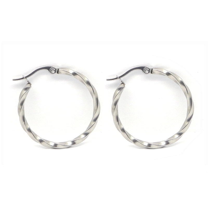 1 Pair Minimalist Commute Geometric Polishing Plating Titanium Steel Earrings