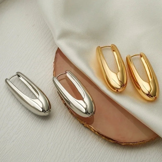 1 Pair Minimalist U Shape Solid Color Plating Copper 18k Gold Plated Hoop Earrings