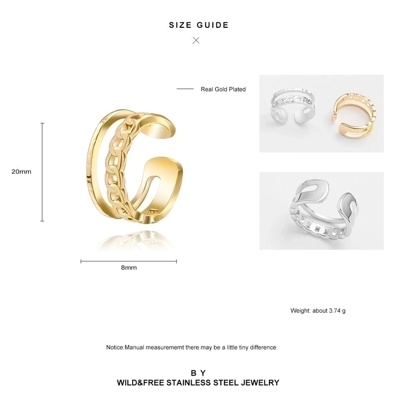 Minimalist U Shape Titanium Steel Plating 18k Gold Plated Open Ring