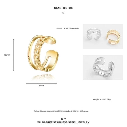 Minimalist U Shape Titanium Steel Plating 18k Gold Plated Open Ring