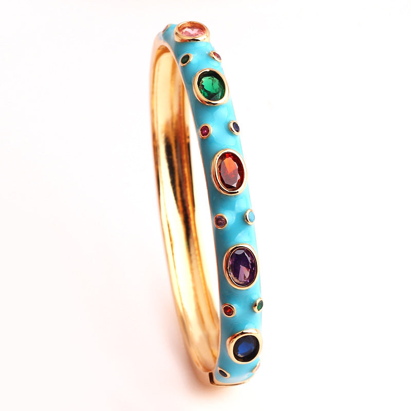 2 Pieces Fashion Round Circle Copper Electroplating Bangles