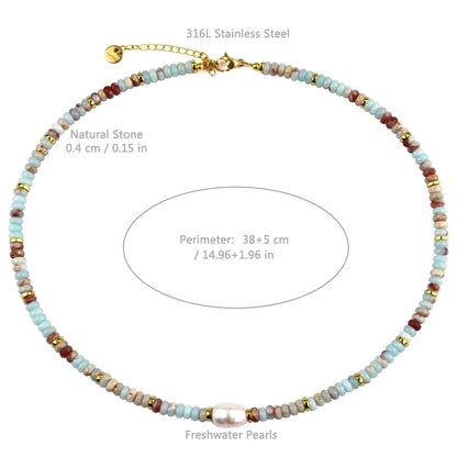 Casual Vacation Geometric 316 Stainless Steel Natural Stone Freshwater Pearl Necklace In Bulk