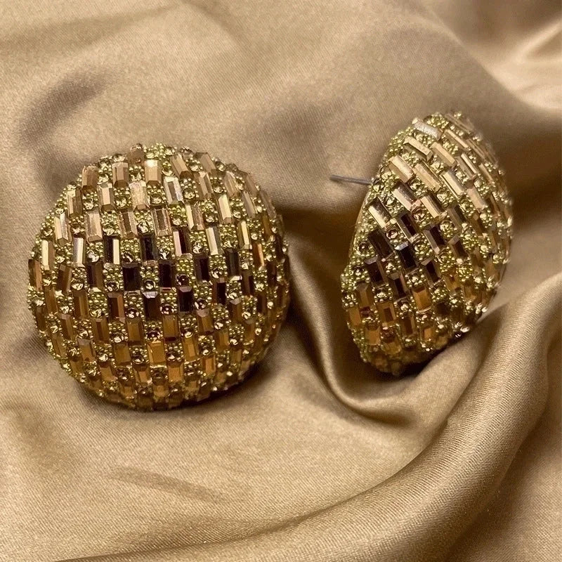 2 Pieces Minimalist Commute Geometric Inlay Copper Zircon Drop Earrings