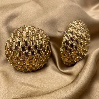 2 Pieces Minimalist Commute Geometric Inlay Copper Zircon Drop Earrings