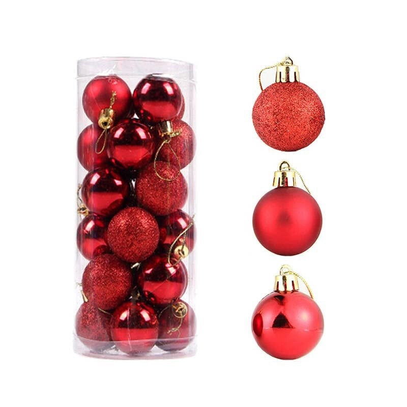 Factory In Stock 24Pcs Christmas Plastic Colored Ball Barrel Shopping Mall Holiday Party Pendant Christmas Tree