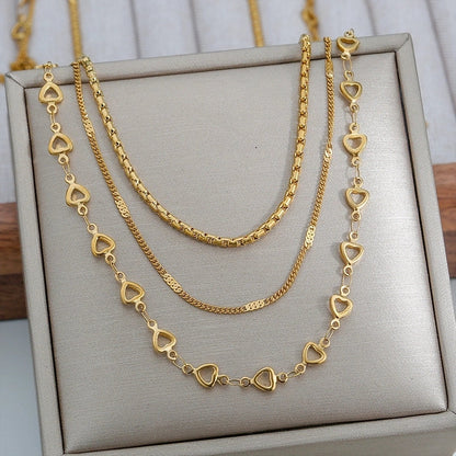 Hip-Hop Hawaiian Tropical Solid Color 304 Stainless Steel Three Layer Necklace