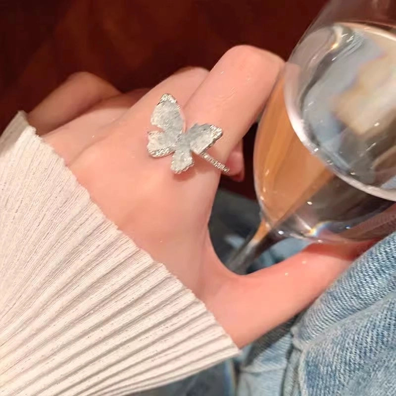 Minimalist Heart Shape Flower Bow Knot Copper Inlay Artificial Pearls Opal Zircon Rings