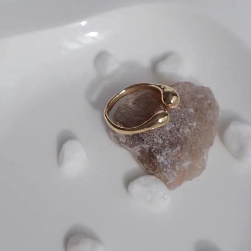 Minimalist Solid Color Alloy Plating 18K Gold Plated Women's Open Rings