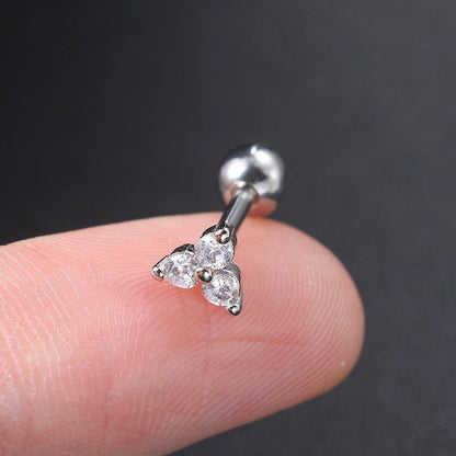 1 Piece Ear Cartilage Rings & Studs Minimalist IG Style Geometric Artificial Crystal Copper Inlay Zircon Ear Cartilage Rings & Studs