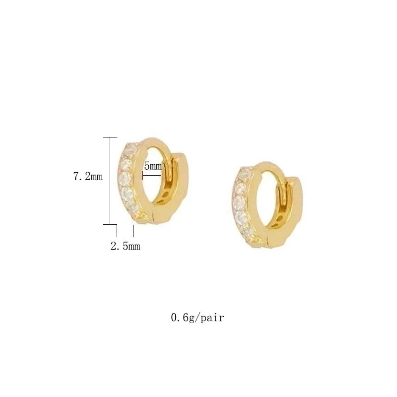 2 Pieces Minimalist Geometric Plating Inlay Copper Zircon 18k Gold Plated Hoop Earrings Ear Cuffs Ear Studs