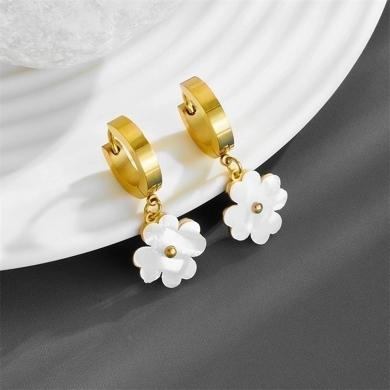 Retro Minimalist Irregular Titanium Steel Inlay Artificial Gemstones Earrings Necklace