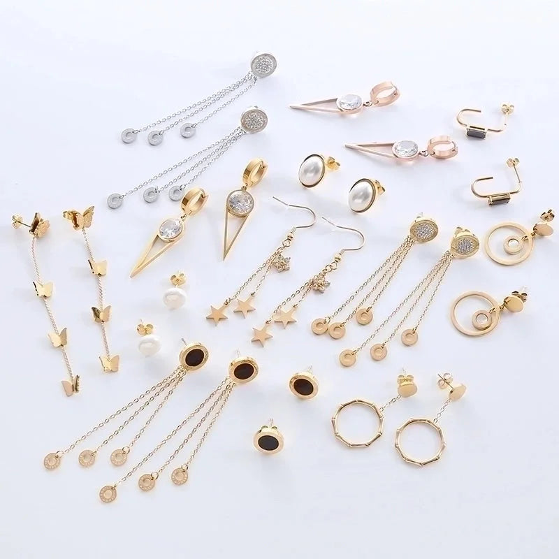 1 Pair Elegant Luxurious Classic Style Star Tassel Butterfly Inlay 304 Stainless Steel Zircon Drop Earrings