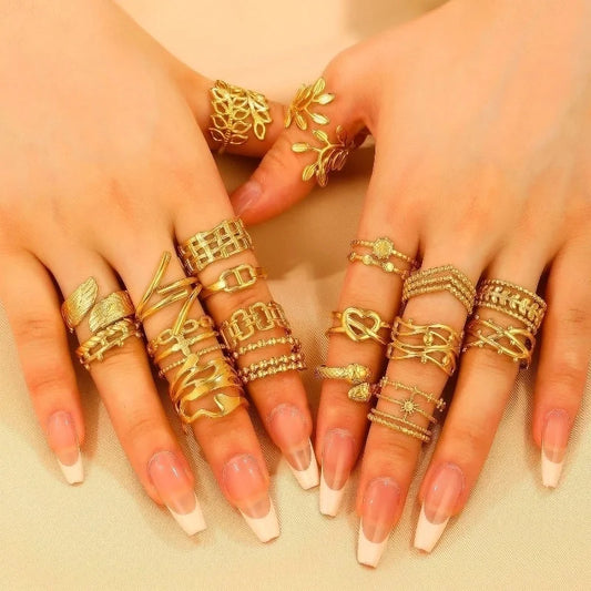 Minimalist Classic Style Geometric 304 Stainless Steel 18K Gold Plated Open Rings