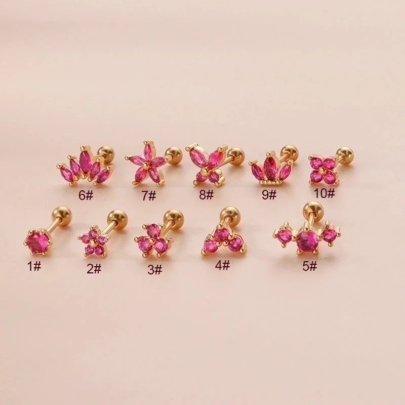 1 Piece Ear Cartilage Rings & Studs Fashion Flower 316L Stainless Steel Copper Plating Inlay Zircon